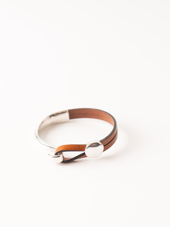 Cognac Hammered Round Cuff Bracelet - Heyday