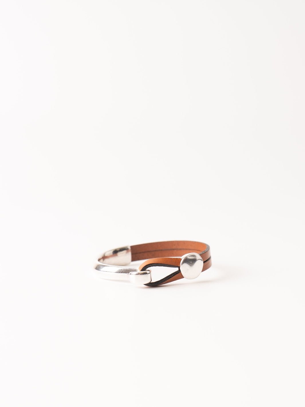 Cognac Hammered Round Cuff Bracelet - Heyday