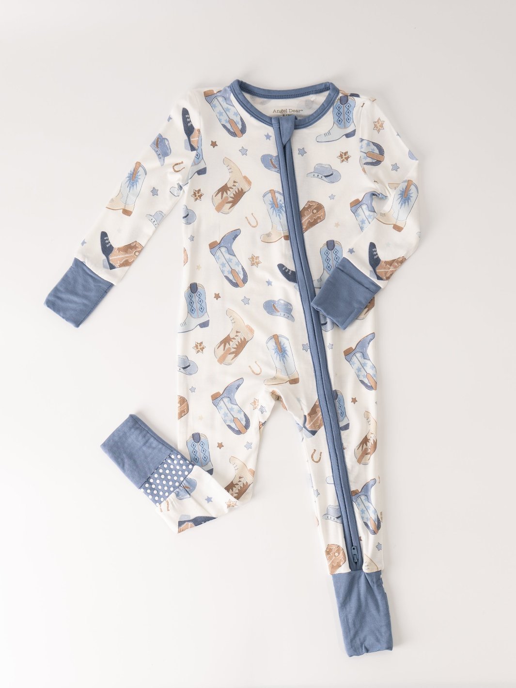 Cowboy Boots Blue Zip Baby Romper - Heyday