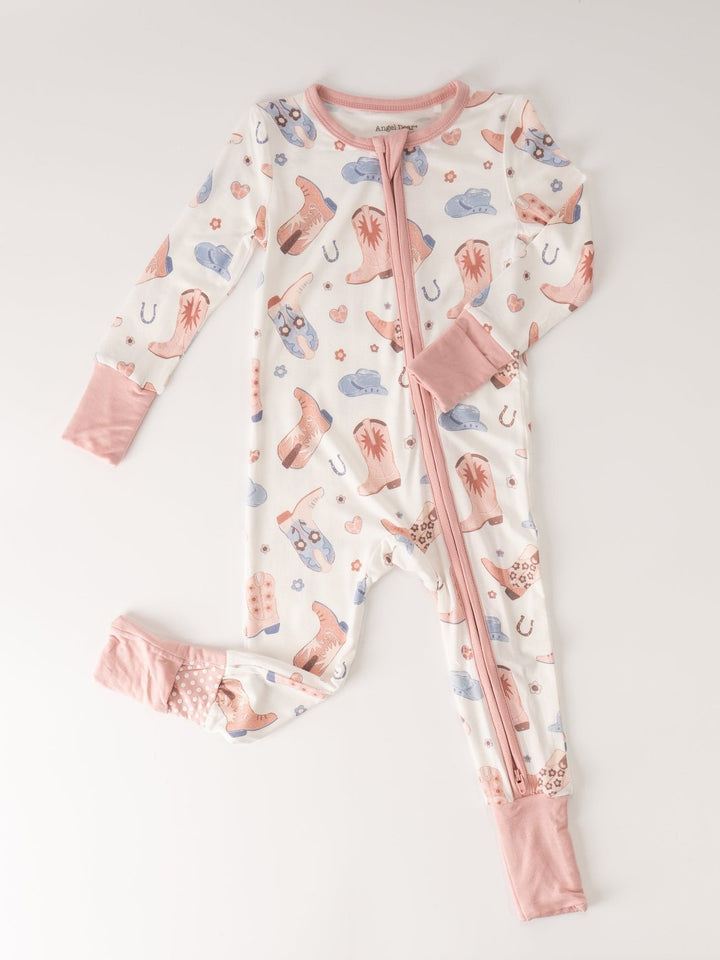 Cowgirl Boots Pink Zip Baby Romper - Heyday