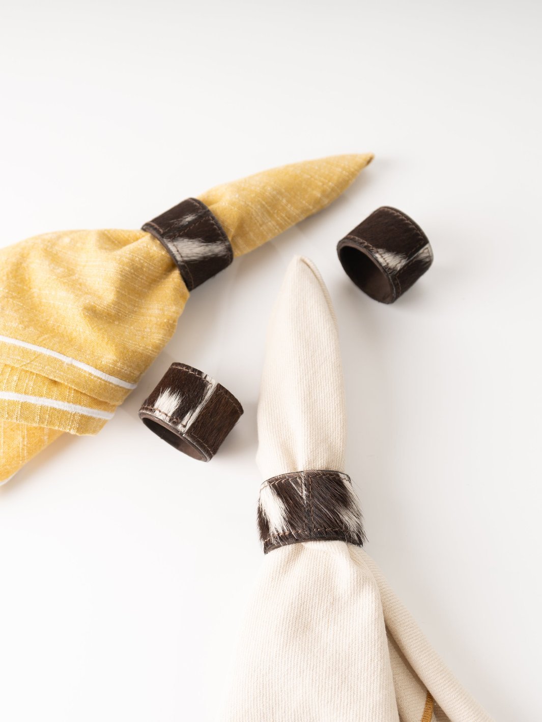 Cowhide Napkin Ring Set - Heyday