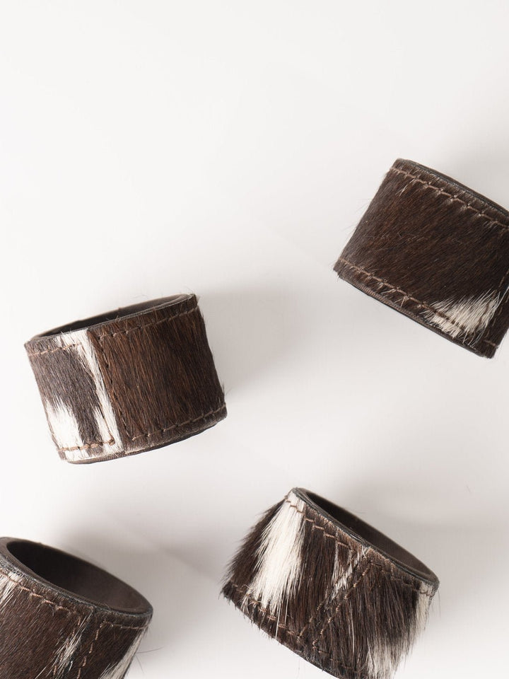 Cowhide Napkin Ring Set - Heyday