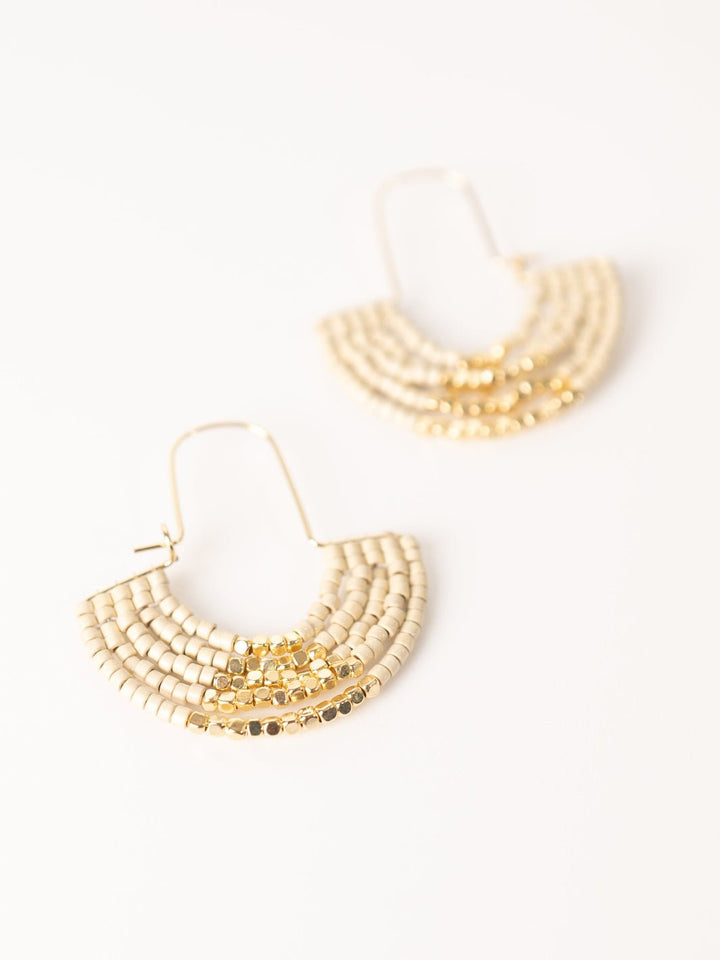 Cream & Gold U Hoop Bead Earring - Heyday