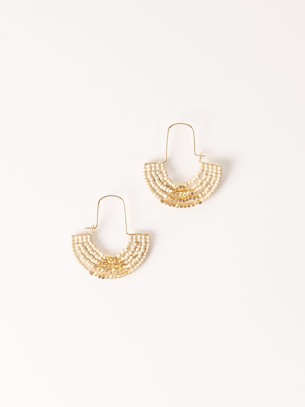 Cream & Gold U Hoop Bead Earring - Heyday