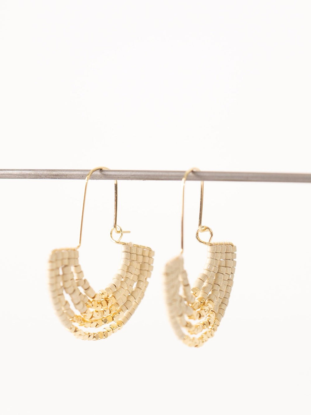 Cream & Gold U Hoop Bead Earring - Heyday