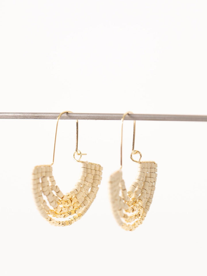 Cream & Gold U Hoop Bead Earring - Heyday