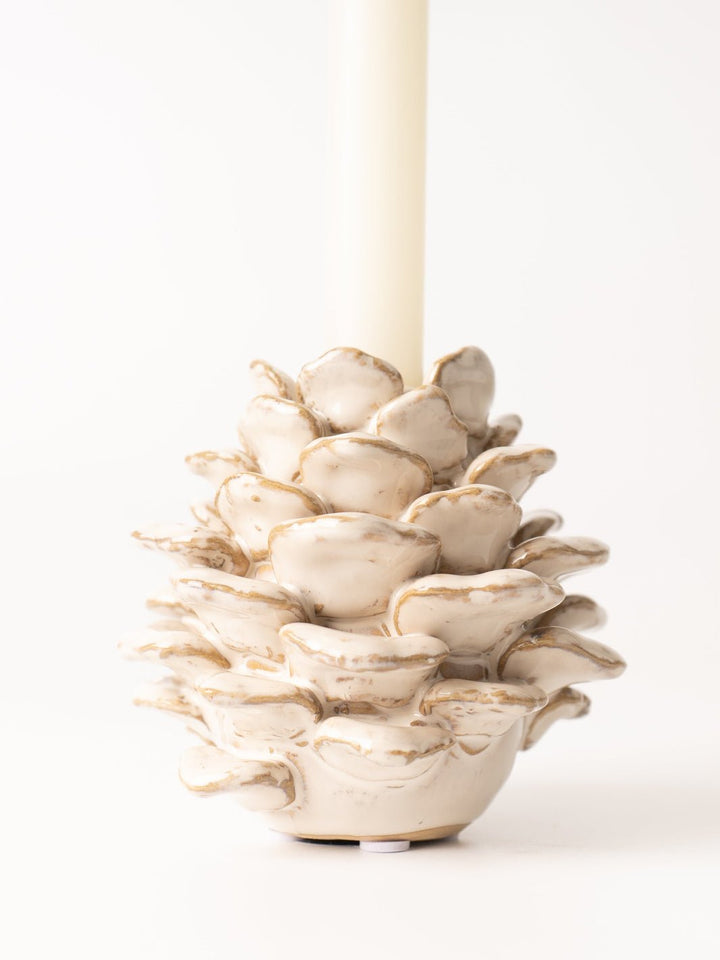 Cream Pinecone Taper Holder - Heyday