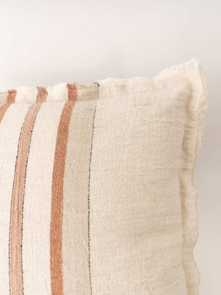 Cream Square Stripe Linen Pillow - Heyday