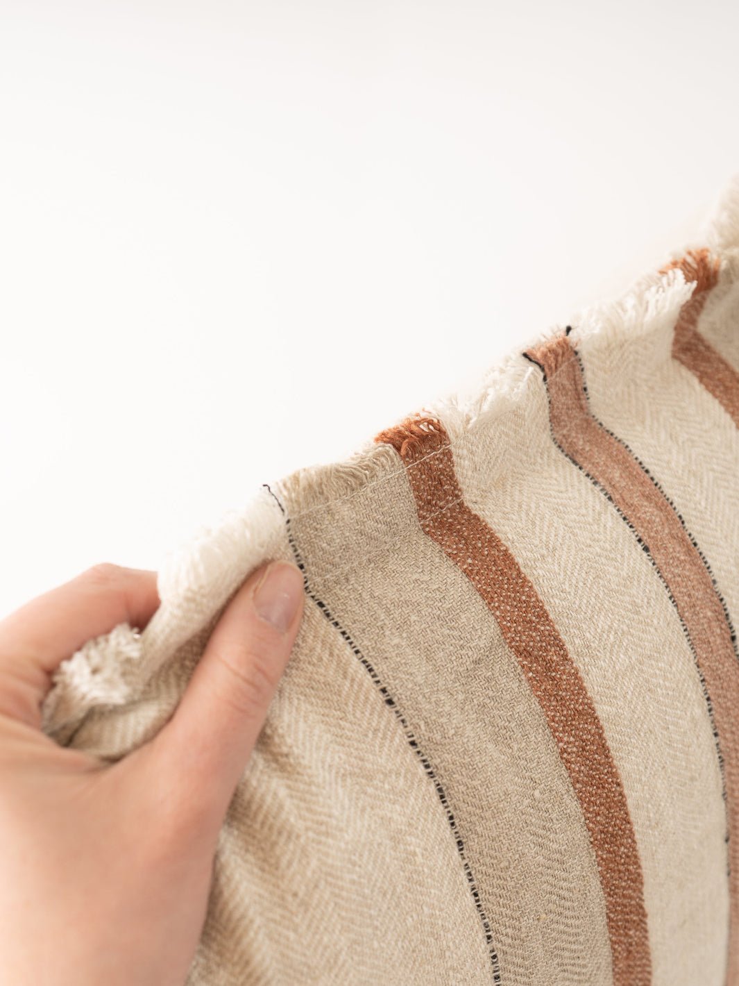 Cream Square Stripe Linen Pillow - Heyday