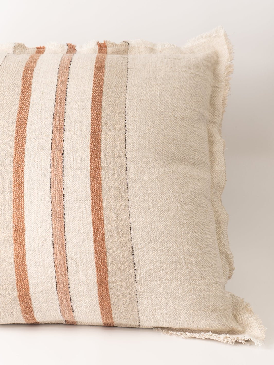 Cream Square Stripe Linen Pillow - Heyday