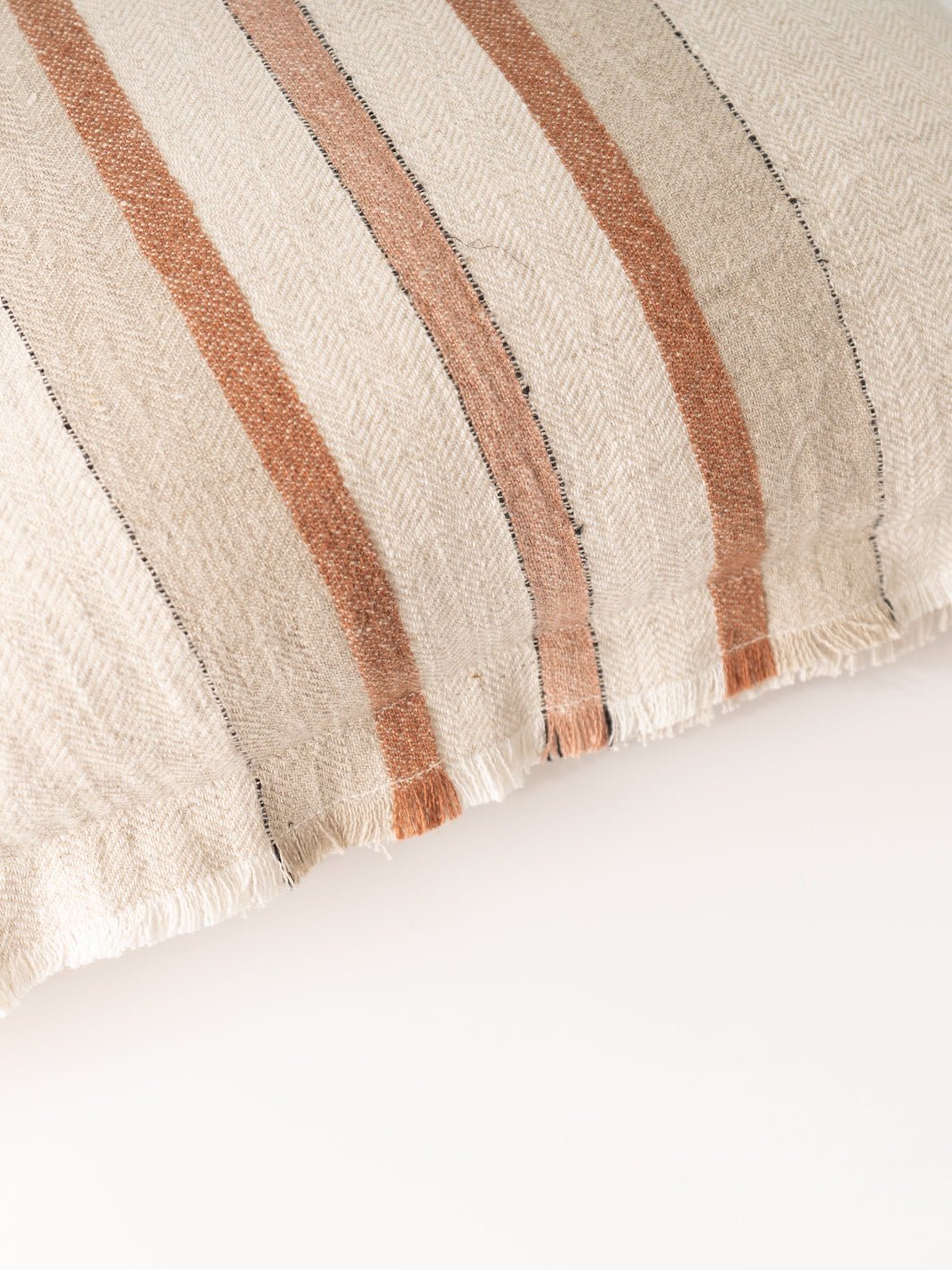 Cream Square Stripe Linen Pillow - Heyday