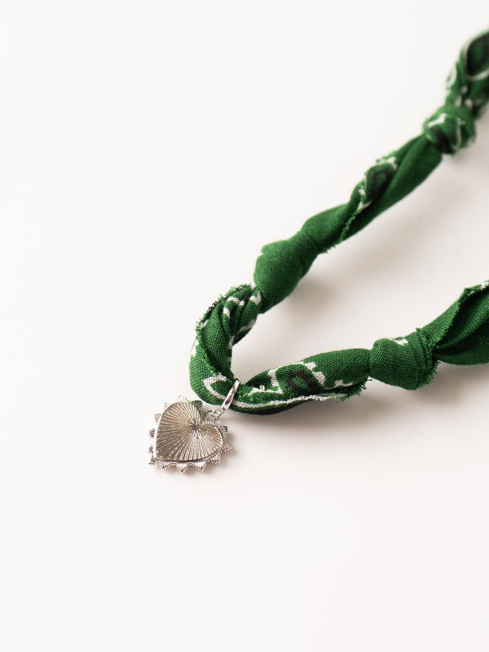 Dark Green Silver Sunburst Bandana Necklace - Heyday