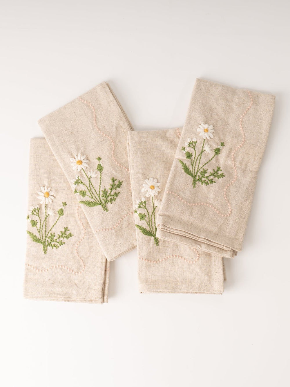 Embroidered Daisies Napkin Set - Heyday