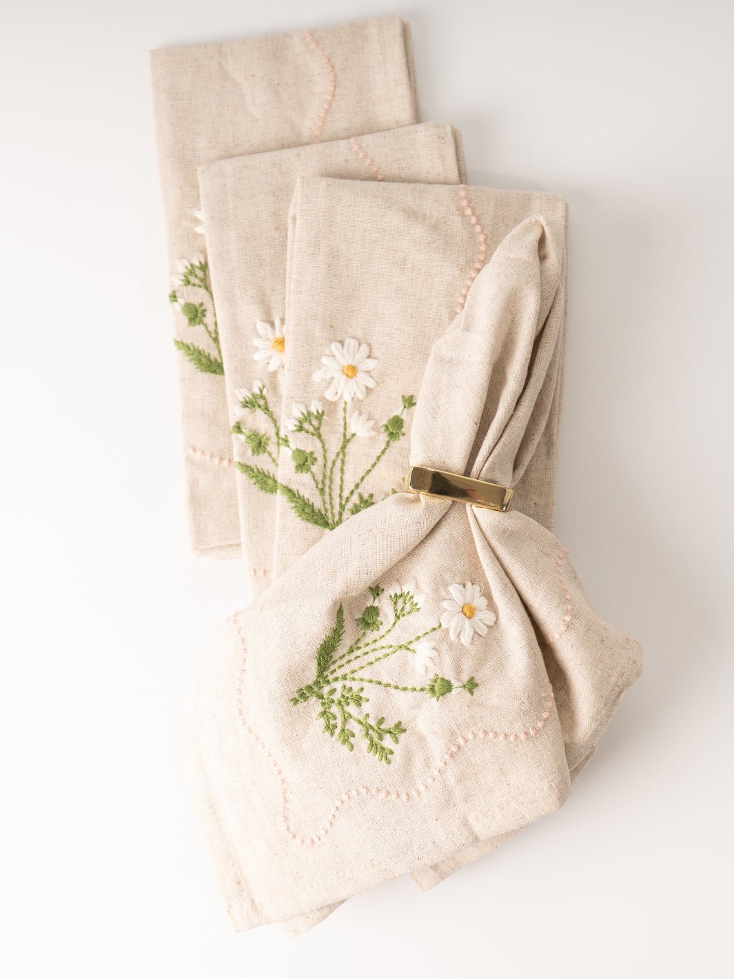 Embroidered Daisies Napkin Set - Heyday