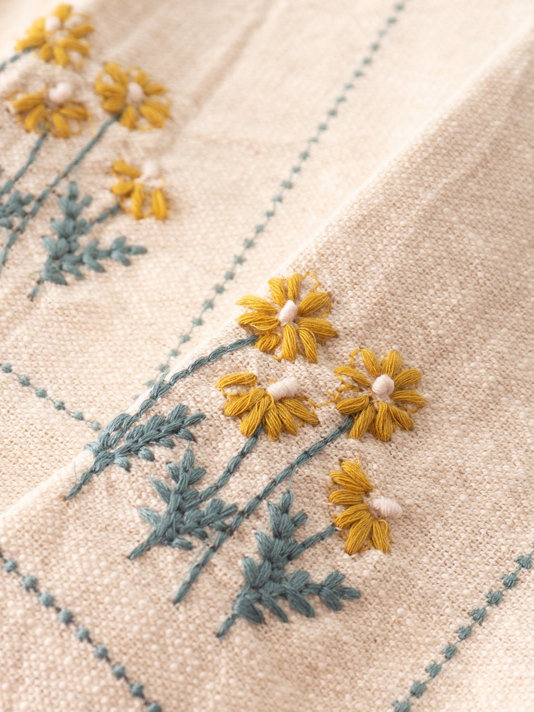 Embroidered Yellow Flower Napkin Set - Heyday