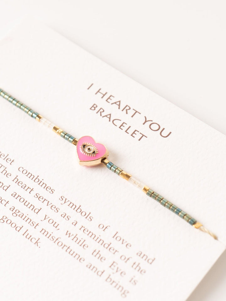 Emerald & Pink I Heart You Bracelet - Heyday