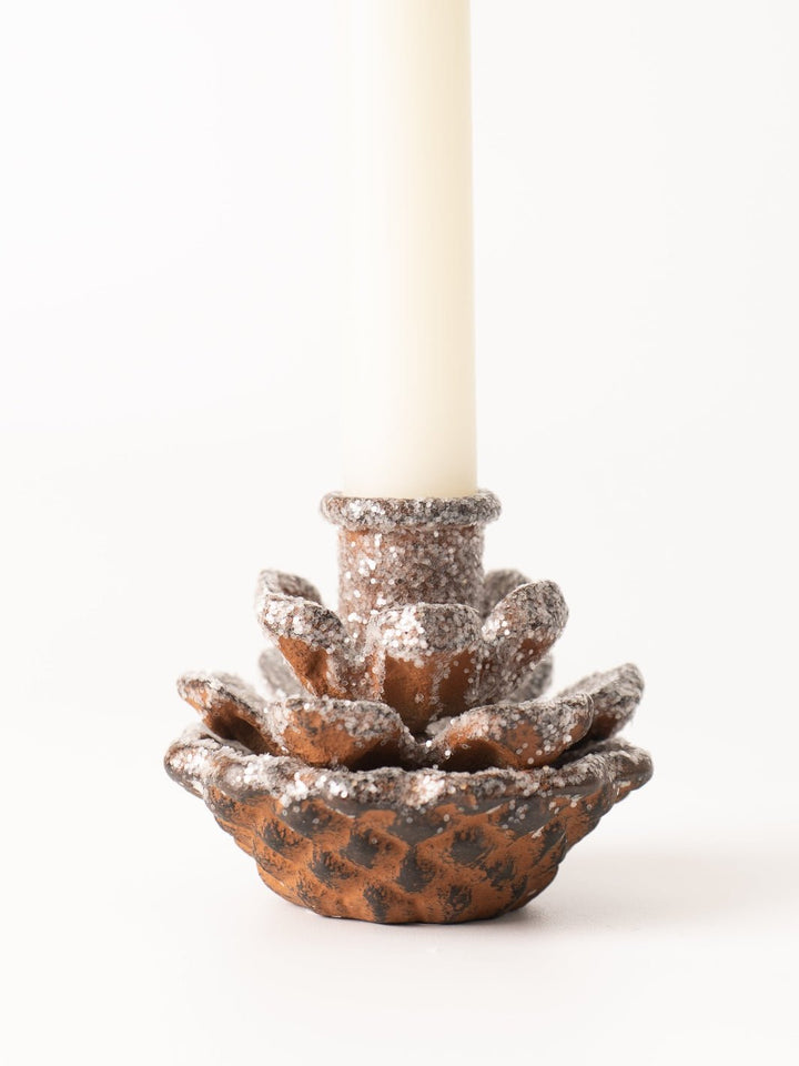 Frosted Pinecone Taper Holder - Heyday