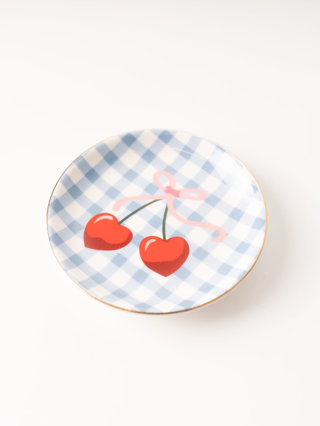Gingham Cherry Round Trinket Tray - Heyday