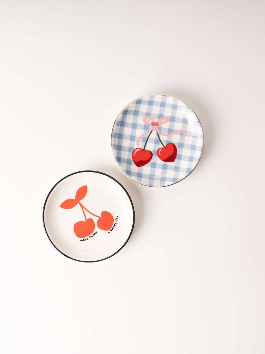 Gingham Cherry Round Trinket Tray - Heyday