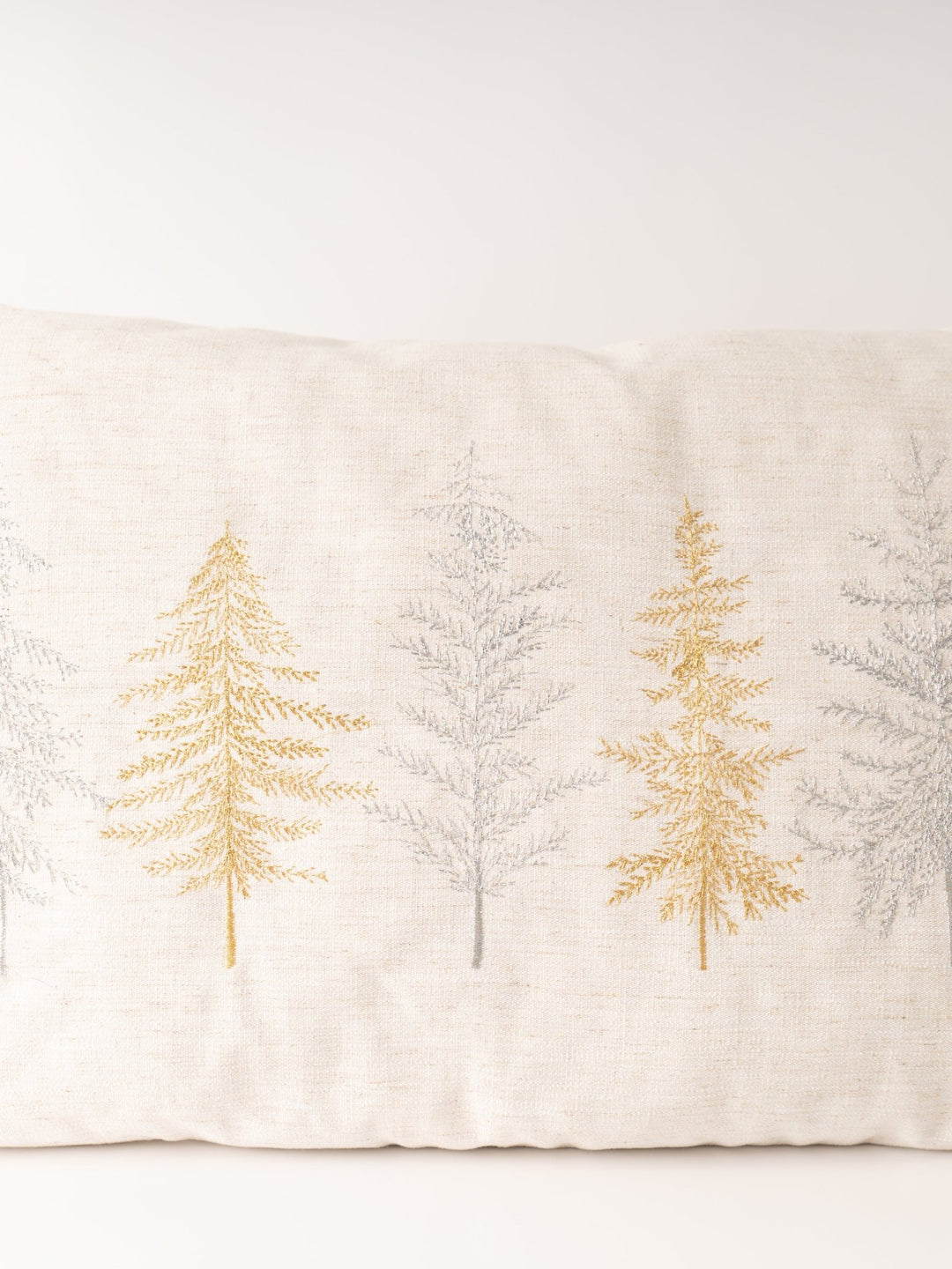 Gold and Silver Trees Embroidered Lumbar Pillow - Heyday