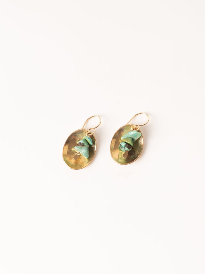 Gold Dish Earring with Turquoise Jasper - Heyday