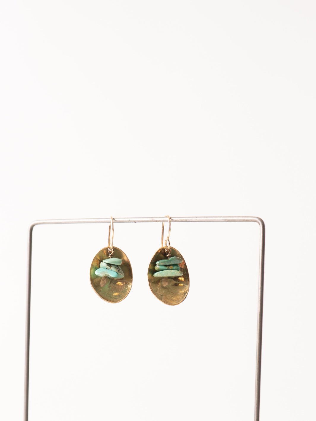Gold Dish Earring with Turquoise Jasper - Heyday