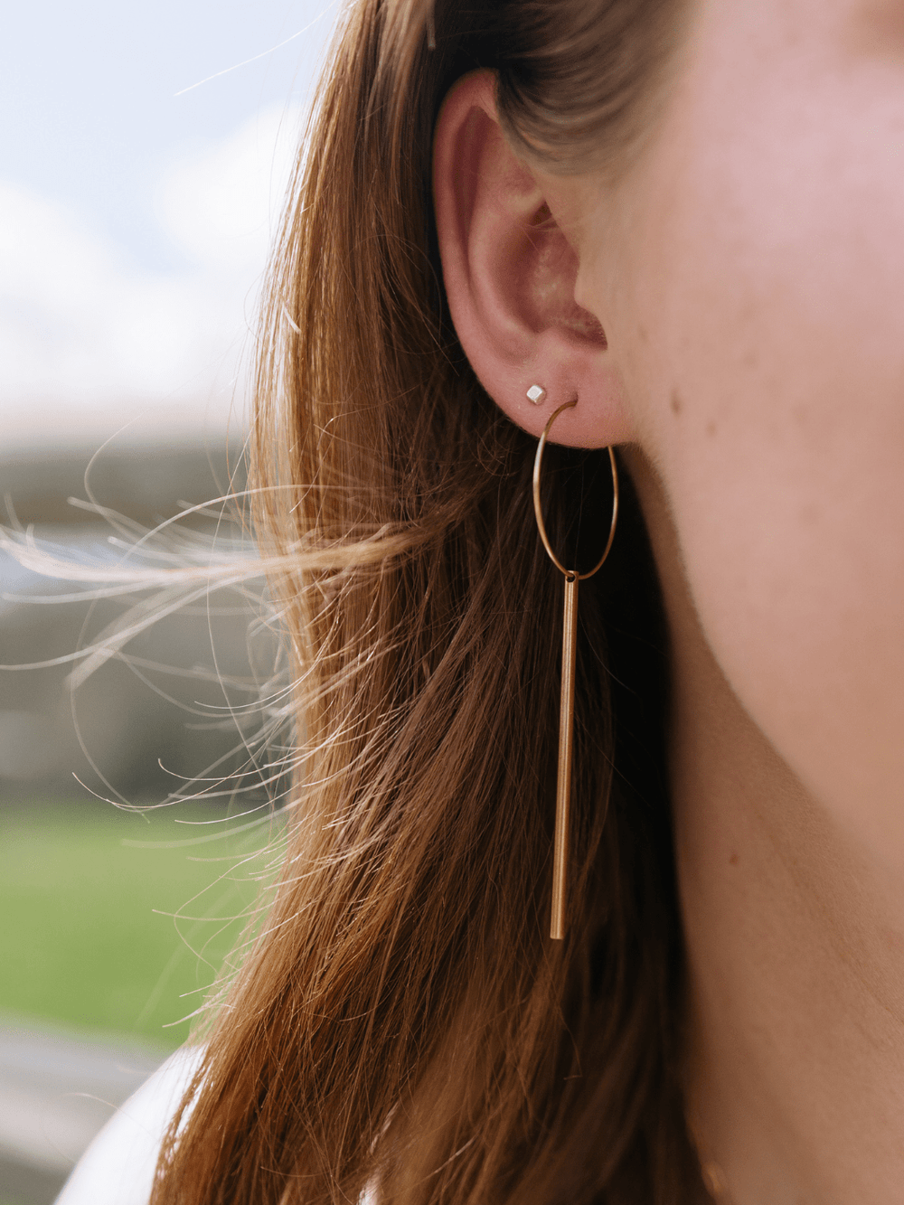 Gold Flux Hoop and Bar Earrings - Heyday
