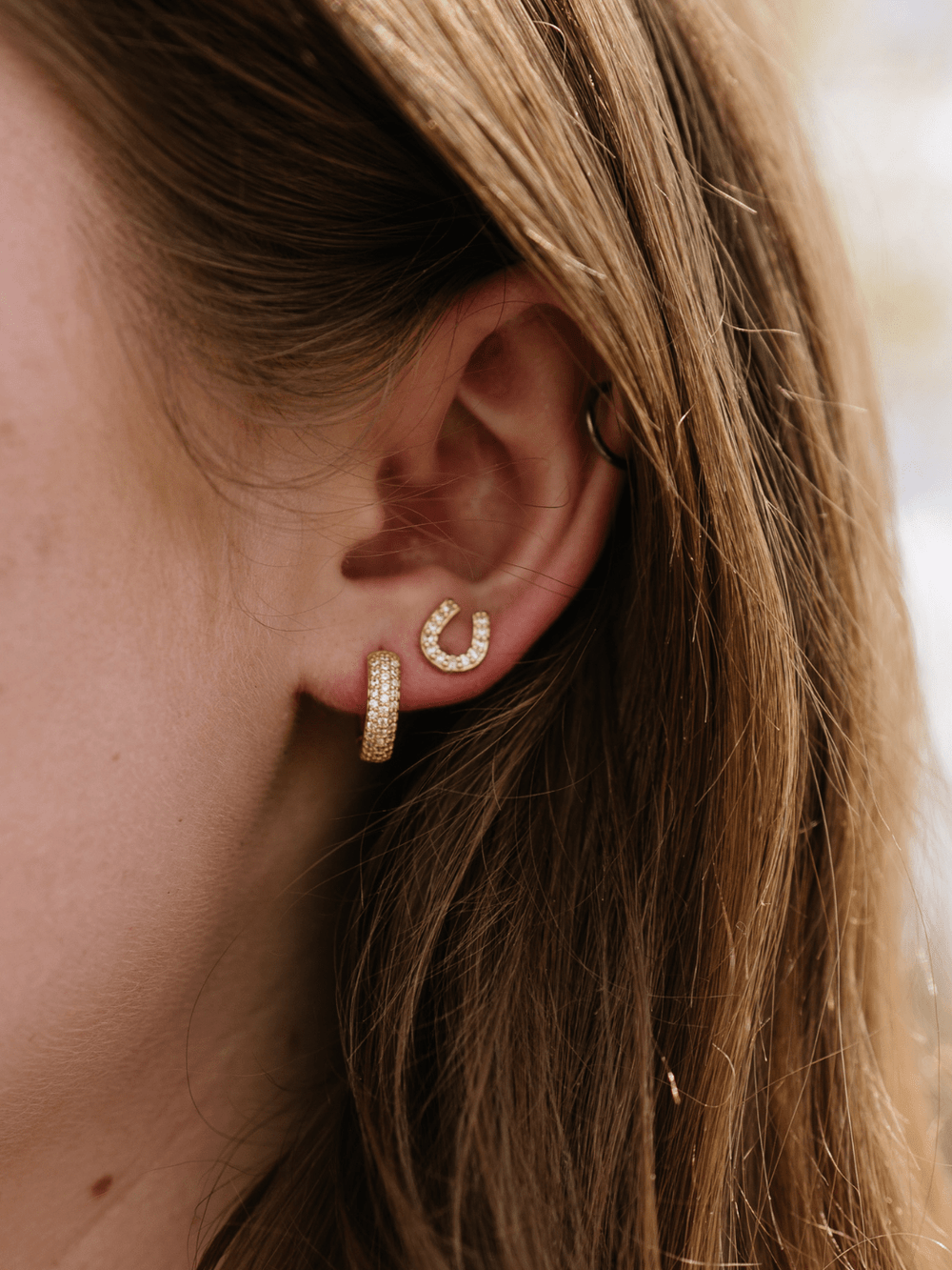 Gold Horseshoe Stud Earrings - Heyday