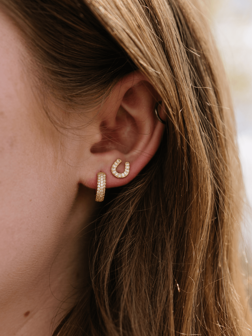 Gold Horseshoe Stud Earrings - Heyday