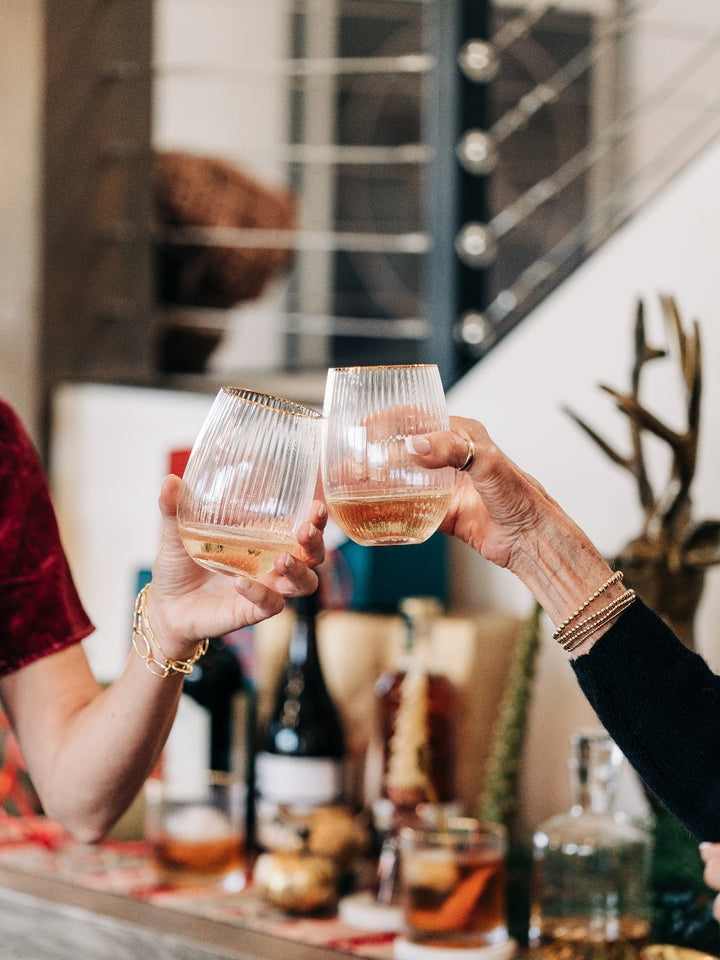 Gold Rimmed Stemless Glass - Heyday