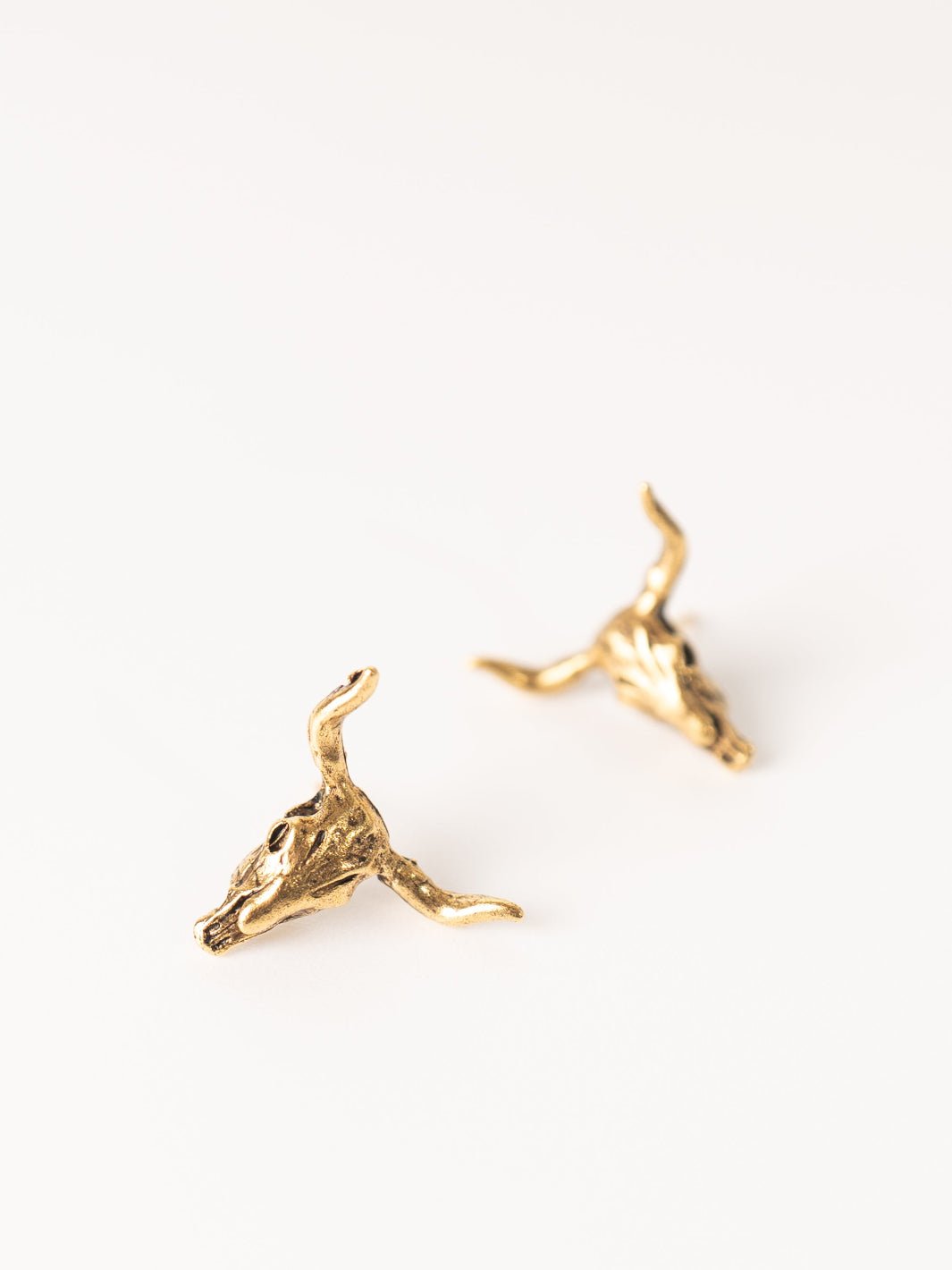 Gold Steer Skull Stud - Heyday