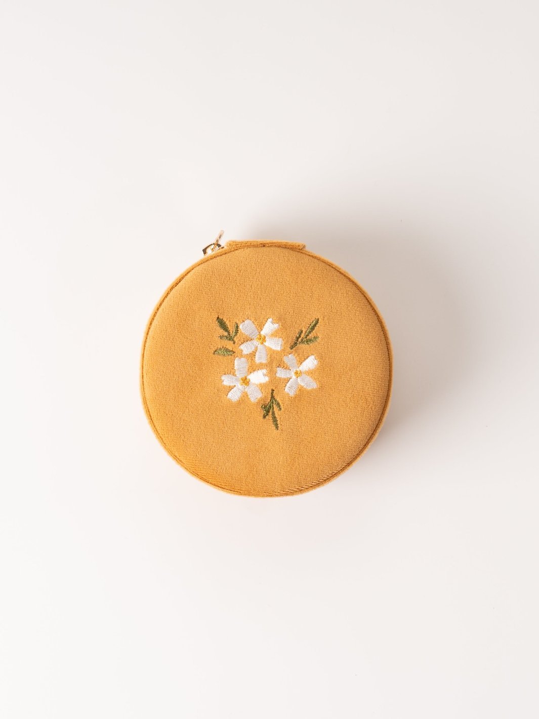 Golden Round Velvet Jewelry Case - Heyday