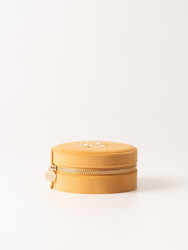 Golden Round Velvet Jewelry Case - Heyday