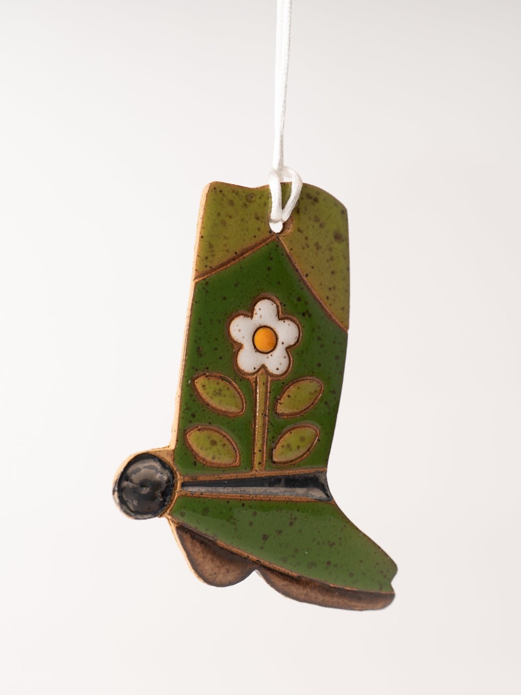 Green Daisy Cowgirl Boot Ornament - Heyday