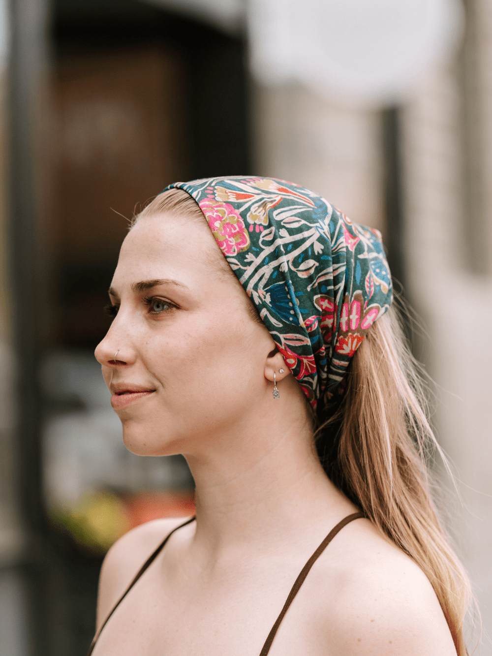 Green Painterly Vines Half Bandeau - Heyday