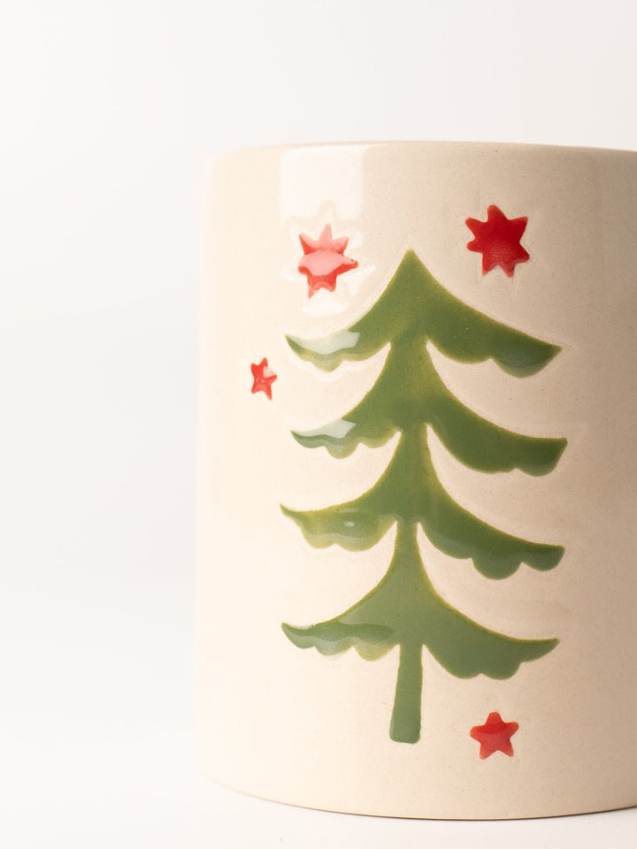 Green Tree + Red Stars Stoneware Mug - Heyday