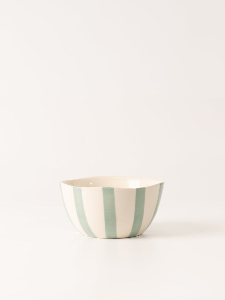 Hand - Painted Aqua Stripe Bowl - Heyday