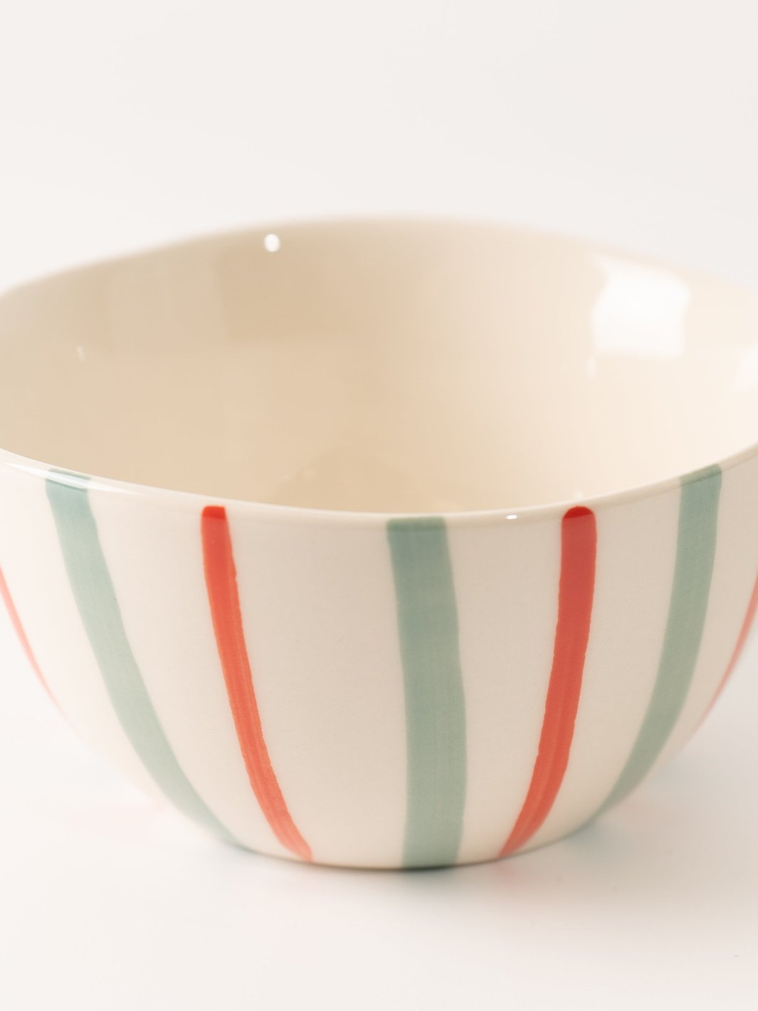 Hand - Painted Red & Aqua Stripe Bowl - Heyday