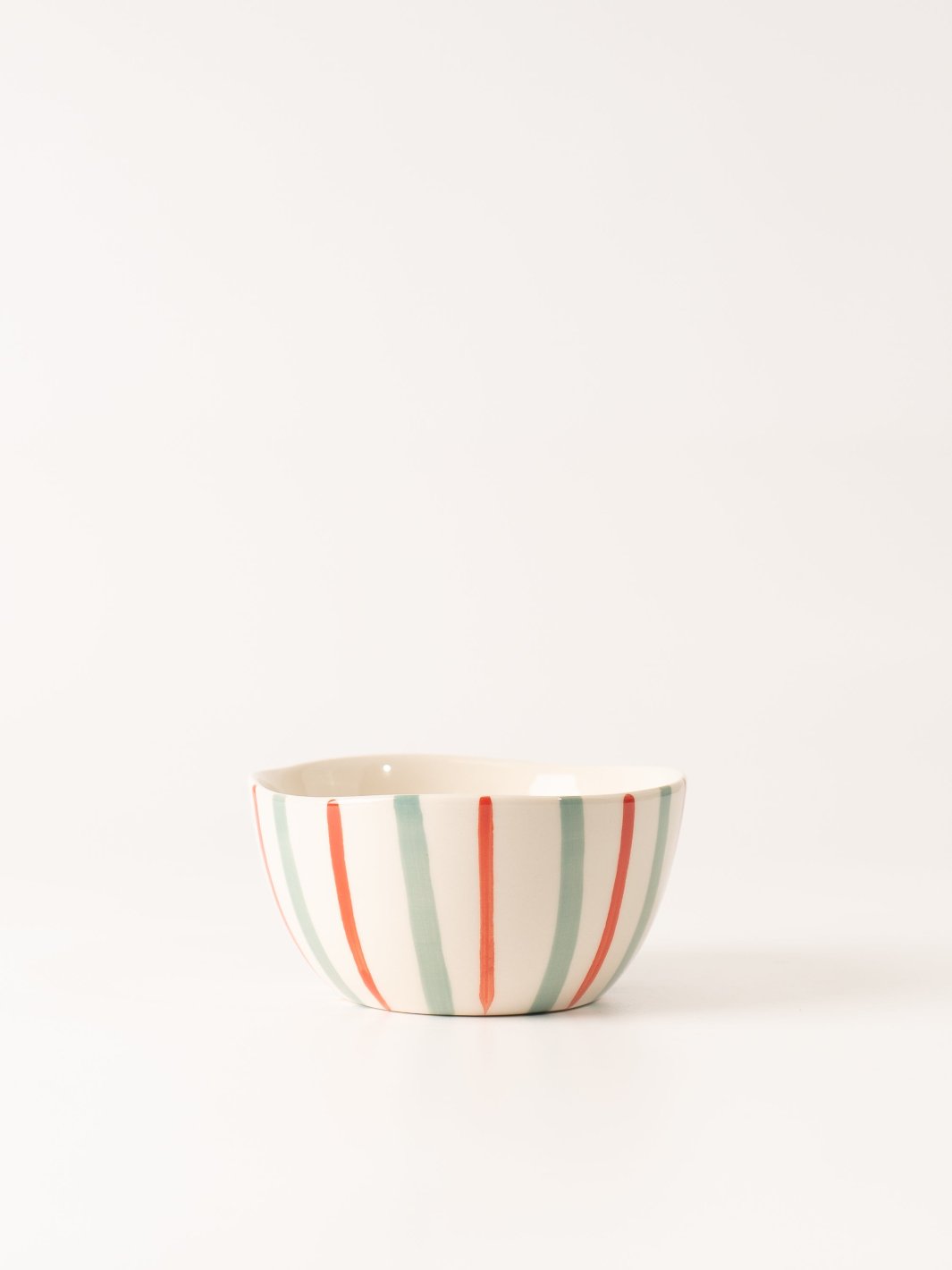 Hand - Painted Red & Aqua Stripe Bowl - Heyday