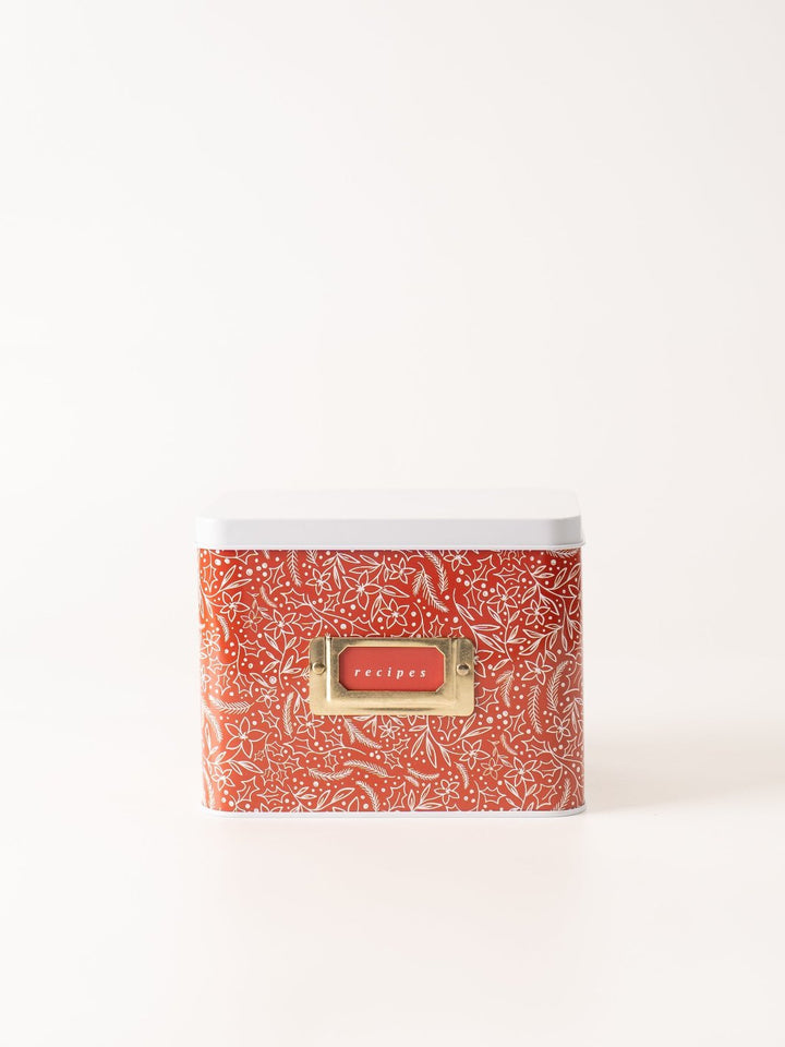 Holiday Floral Tin Recipe Box - Heyday