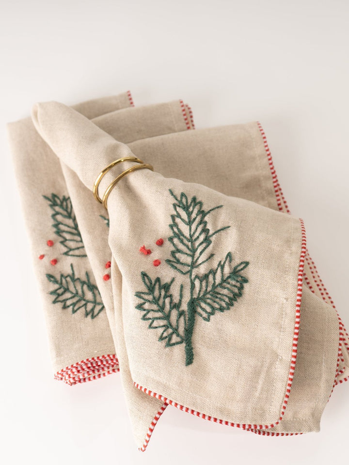 Holly French Knot Cotton Napkins - Heyday