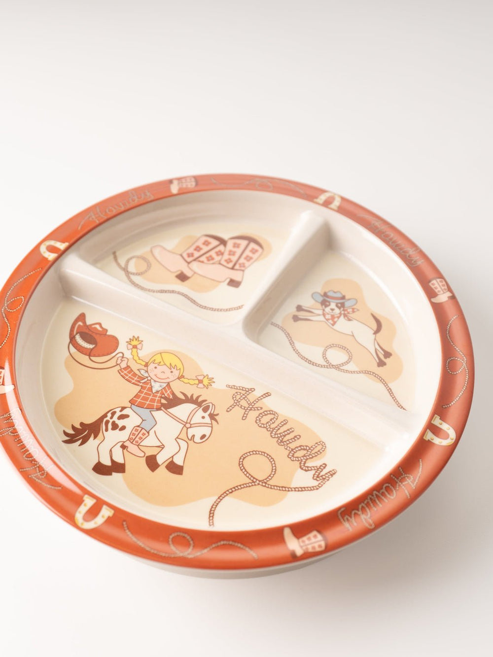 Howdy Cowgirl Divided Suction Plate - Heyday