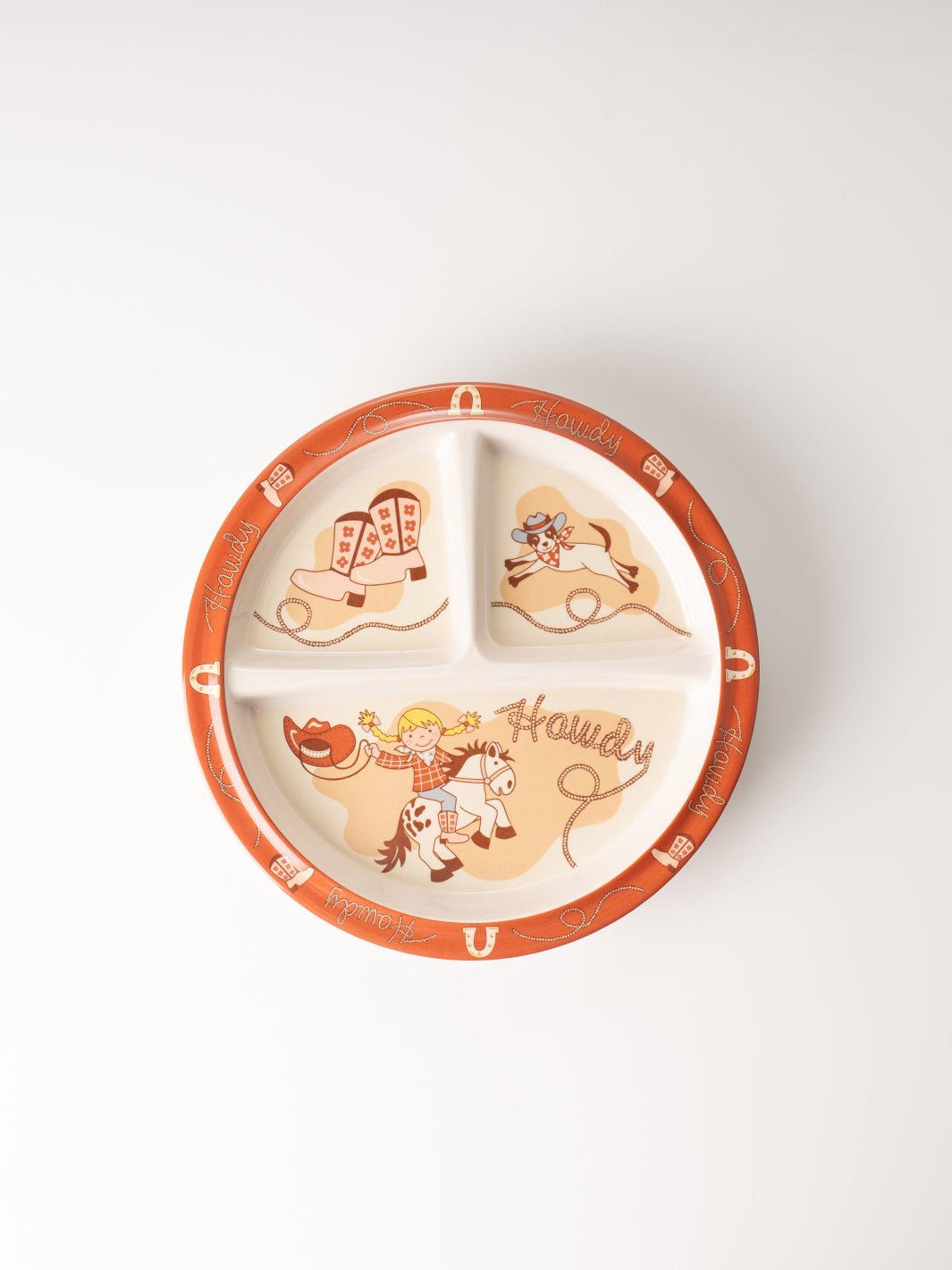 Howdy Cowgirl Divided Suction Plate - Heyday