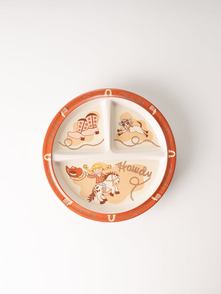 Howdy Cowgirl Divided Suction Plate - Heyday
