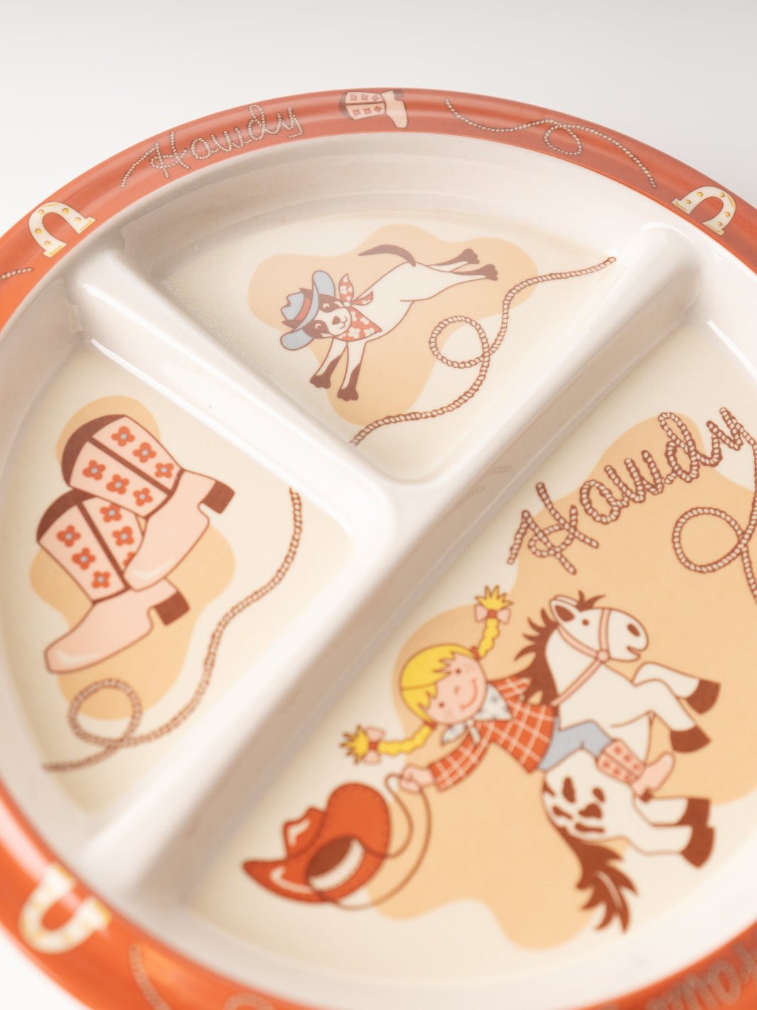 Howdy Cowgirl Divided Suction Plate - Heyday