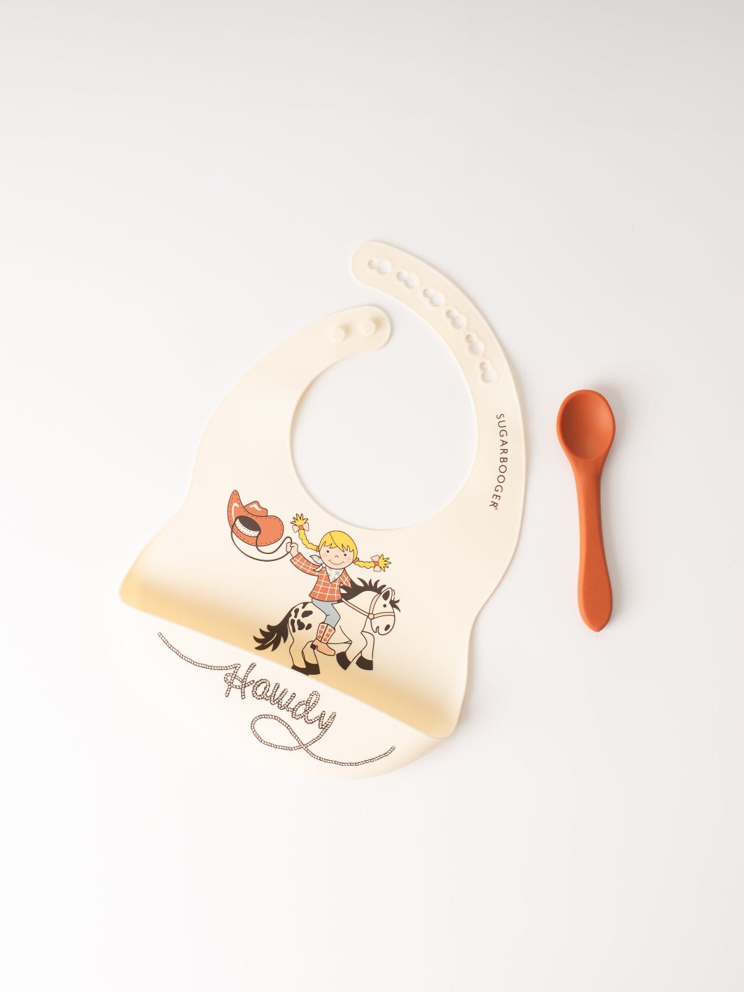 Howdy Cowgirl Silicone Bib and Spoon Set - Heyday