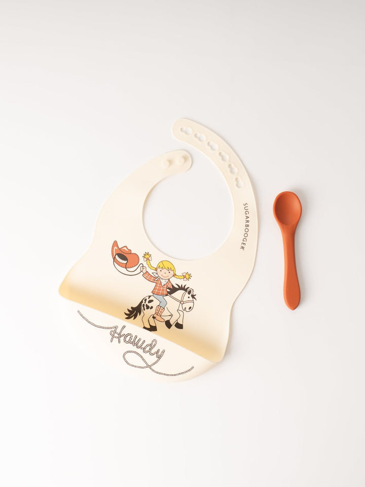 Howdy Cowgirl Silicone Bib and Spoon Set - Heyday