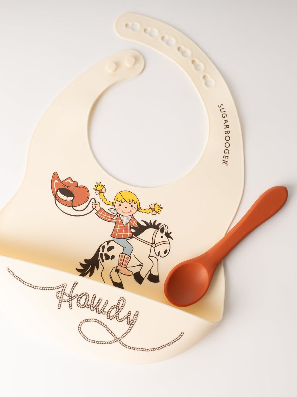 Howdy Cowgirl Silicone Bib and Spoon Set - Heyday
