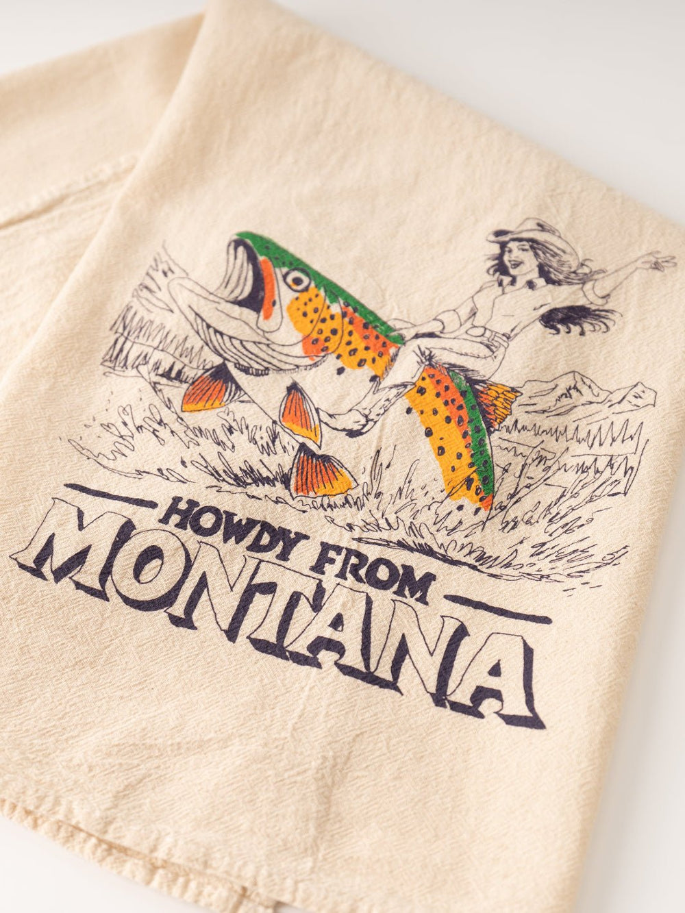 Howdy Cowgirl Trout Dishtowel - Heyday