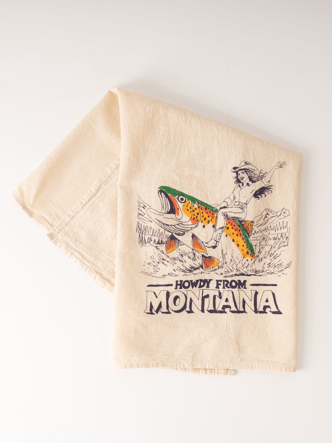 Howdy Cowgirl Trout Dishtowel - Heyday